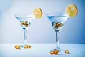 Martinis with olives and lemon