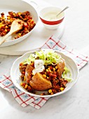 Baked potatoes filled with minced meat and sweetcorn (Mexico)