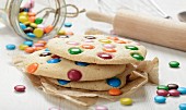 Cookies with coloured chocolate beans