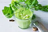 A rocket and spinach smoothie with apple and yoghurt