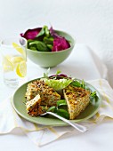 Slices of courgette and Parmesan cake