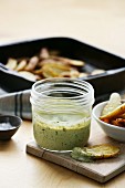 Herb mayonnaise and potato wedges
