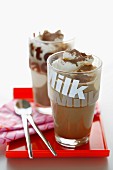 Iced chocolate topped with cream