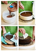 Chocolate cake being prepared