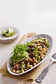 Chickpea salad with cucumber and mint
