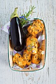 Mini aubergine cakes with feta cheese