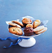 Cookies, scones and muffins on a cake stand