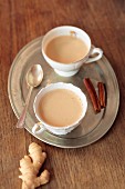 Spiced tea with ginger and cinnamon