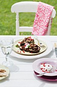 Stuffed aubergines with lamb