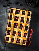 Blueberry and cherry lattice tart