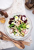 Bean salad with radishes and egg