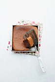 A square chocolate cake