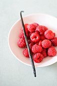 Raspberries and a vanilla pod