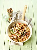 Penne with tomatoes and walnuts