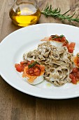 Mushroom tagliatelle with goat's cheese and rosemary