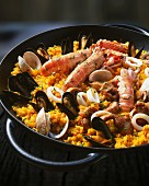 Paella with fish and seafood