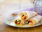 Pancakes filled with chicken and vegetables