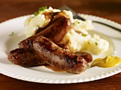 Sausages and mash with mustard