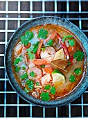 Spicy-sour soup with prawns