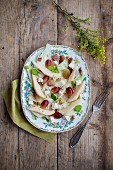 Fennel salad with pears, feta, walnuts, grapes and mint