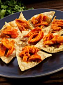 Tortilla chips with pulled chicken in chipotle sauce (Mexico)