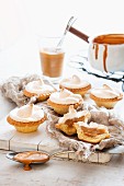 Caramel tartlets topped with meringue