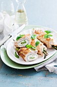 Chicken roulade filled with asparagus