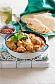 Chicken meatball curry with naan bread