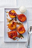Roasted peaches with thyme