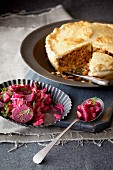 Meat pie with beetroot compote