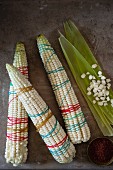 Corn cobs and leaves