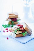 Chickens and goats cheese sliders with a pomegranate and grapefruit sauce