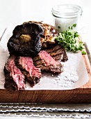 Hanger steak with wild mushrooms