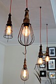 Vintage pendant lamps with various wire lampshades