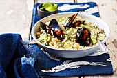 Lime and coriander risotto with mussels