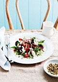 Beetroot salad with beef and mozzarella