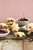 Shortbread stars filled with cherries and blue cheese