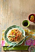 Rice noodles with a prawn satay sauce