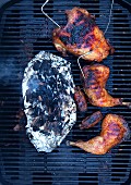 Barbecued chicken on the grill