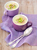 Cream of leek soup with fried ham