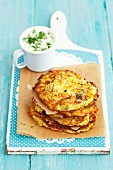 Yellow courgette fritters with dill
