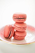 Strawberry macaroons on a plate