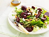 Beetroot salad with nuts and feta cheese