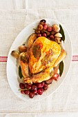 Roast chicken with grapes