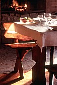 A table laid in a taverna, Piedmont, Italy