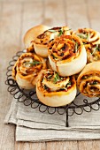 Savoury buns with dried tomato pesto and courgettes