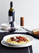 Tagliatelle with bolognese sauce and red wine