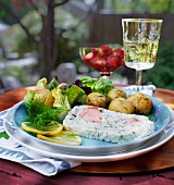 Fish terrine with potatoes and salad