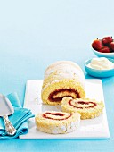 Swiss roll with strawberry jam filling