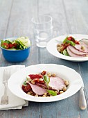 Corned beef with chickpeas and dried tomatoes
